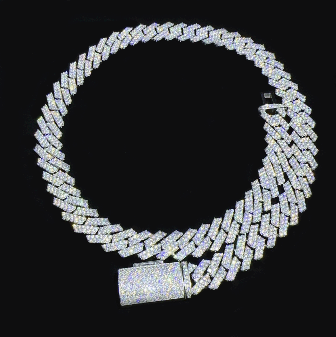 MBM Moissanite White Gold and Gold Cuban Link Chain 6MM-15MM