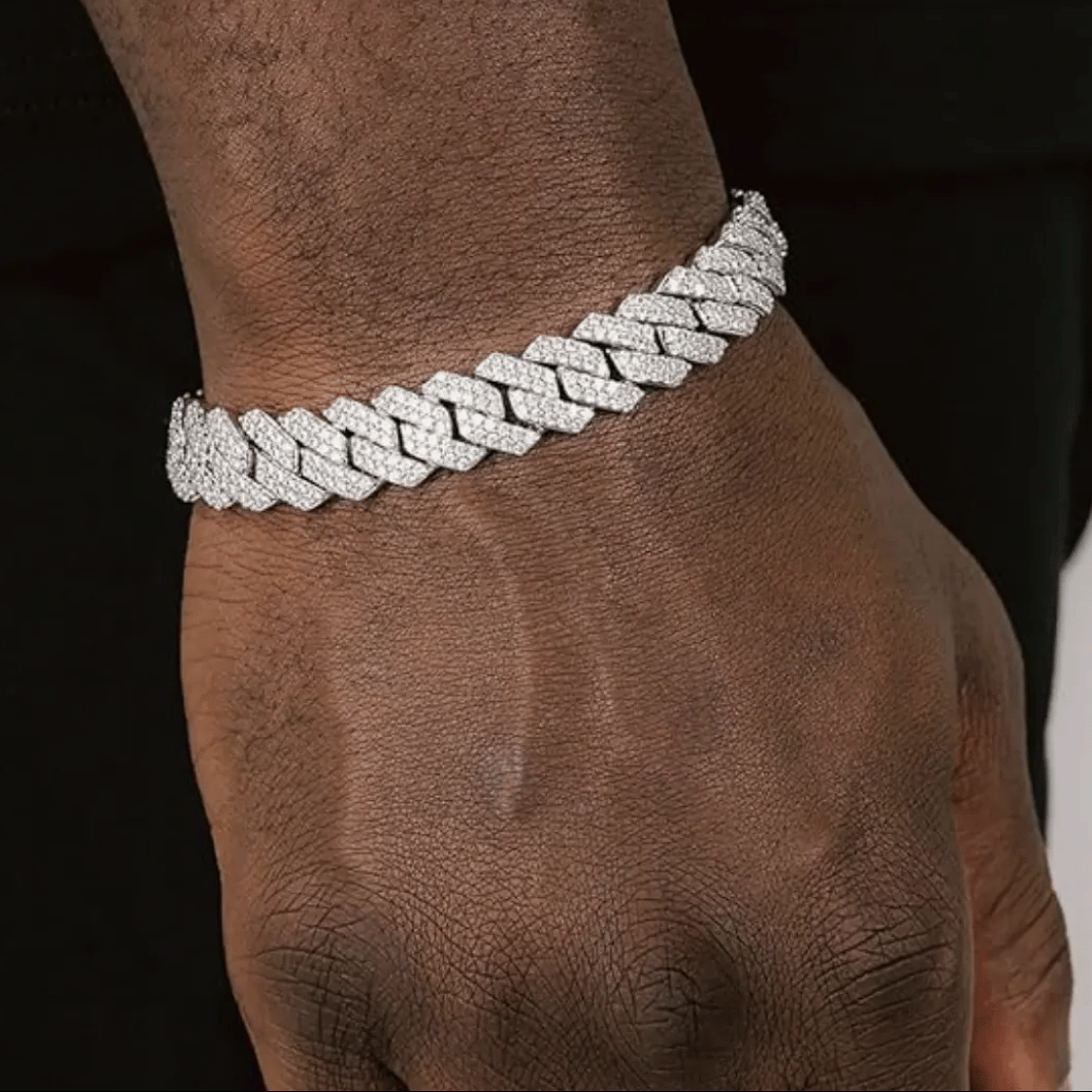 MBM Moissanite Gold and White Gold Cuban Link Bracelet 8MM-15MM
