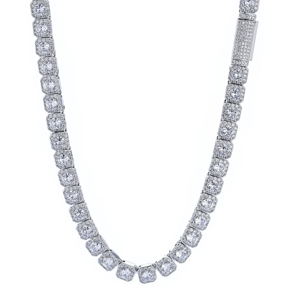 7MM Cluster Moissanite Tennis Necklace