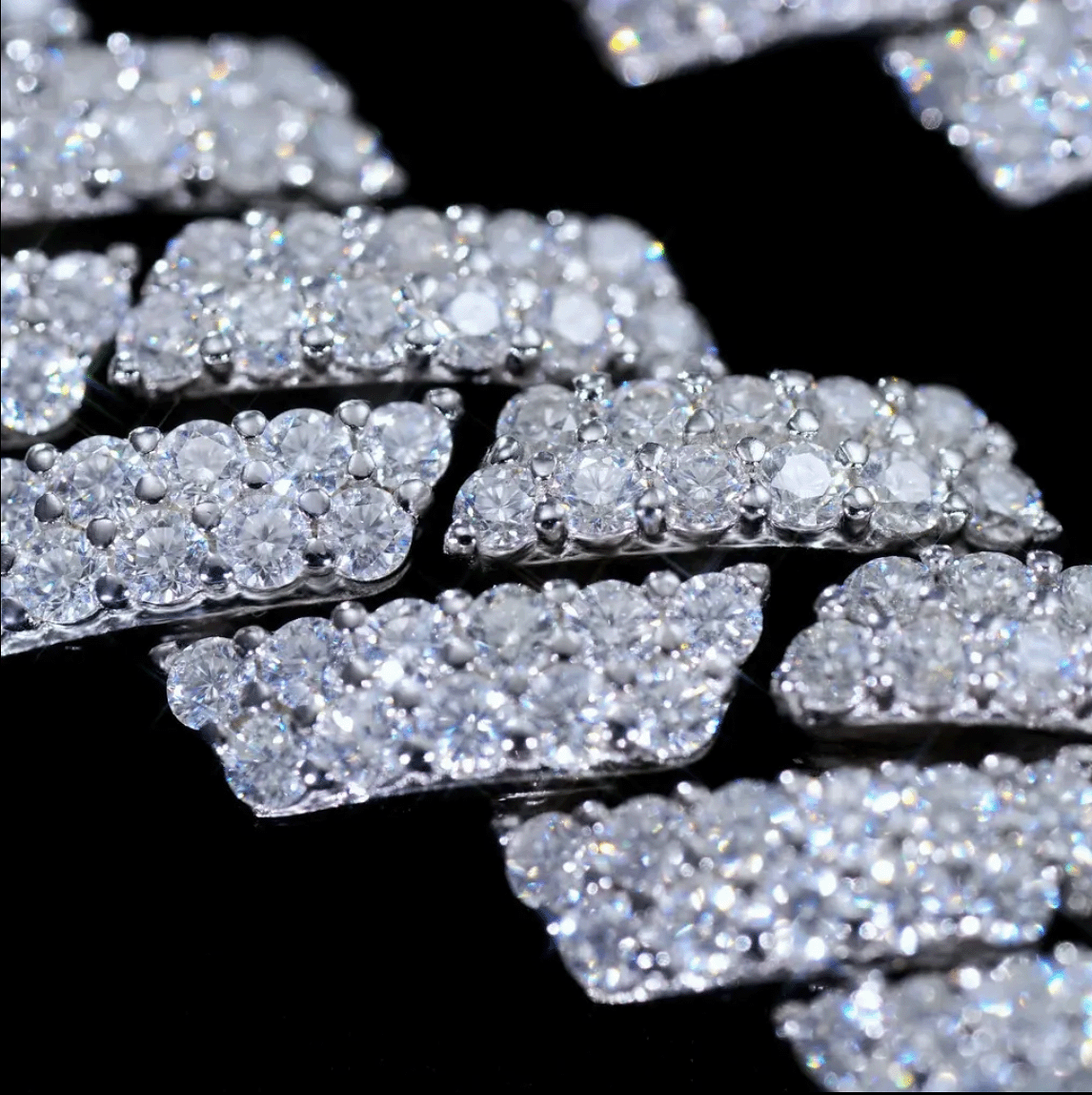 MBM Moissanite White Gold and Gold Cuban Link Chain 6MM-15MM