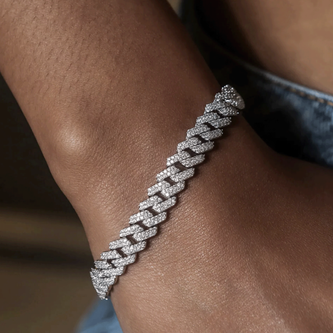MBM Moissanite Gold and White Gold Cuban Link Bracelet 8MM-15MM