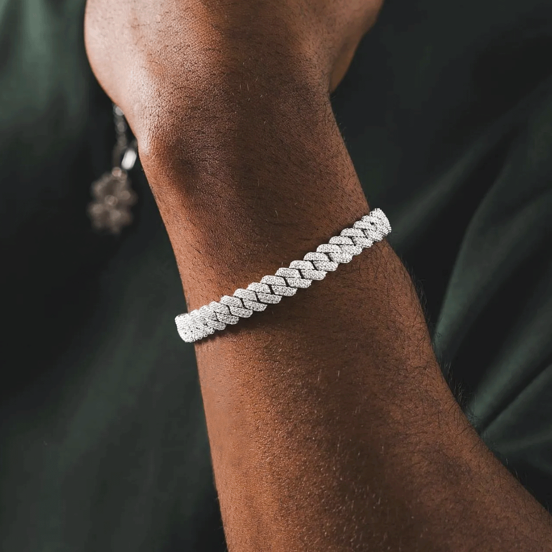 MBM Moissanite Gold and White Gold Cuban Link Bracelet 8MM-15MM