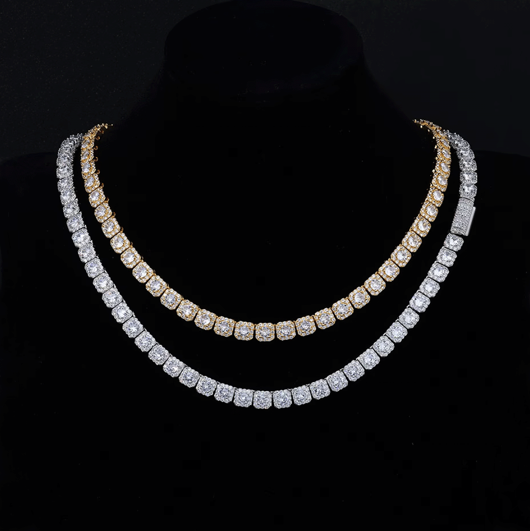 7MM Cluster Moissanite Tennis Necklace
