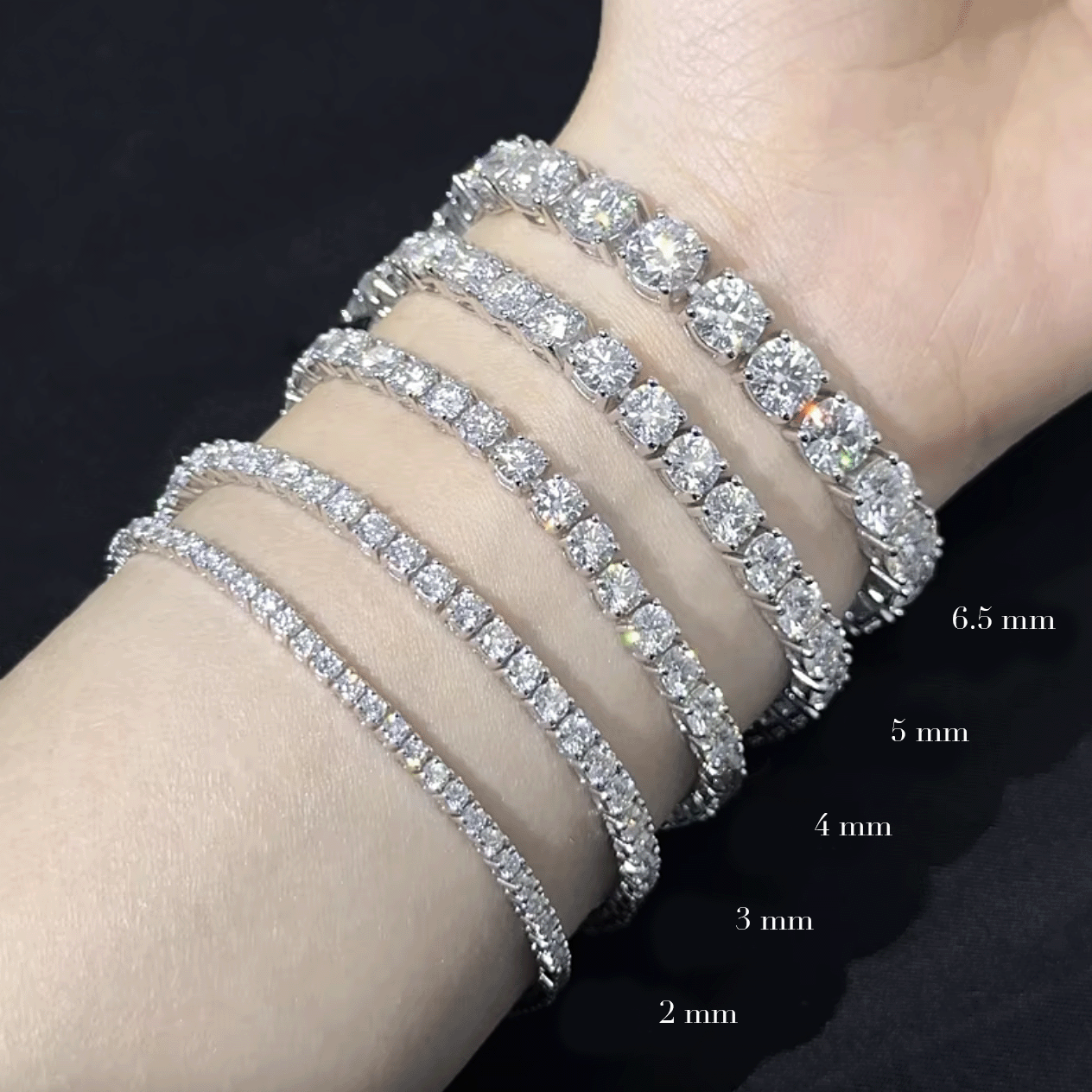 2MM-6.5MM Moissanite Diamond Tennis Bracelet
