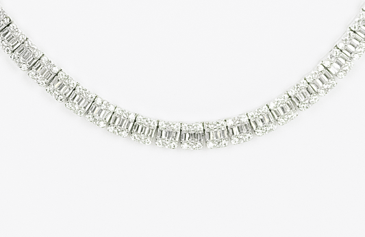 Baguette Cluster Tennis Necklace