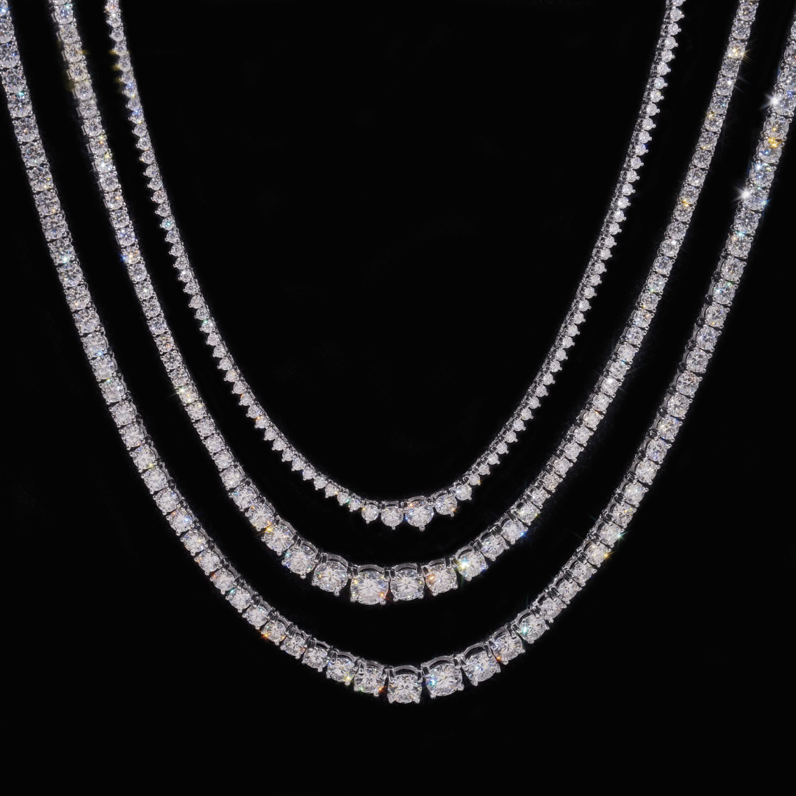 2MM-4MM Graduated Moissanite Tennis Necklace