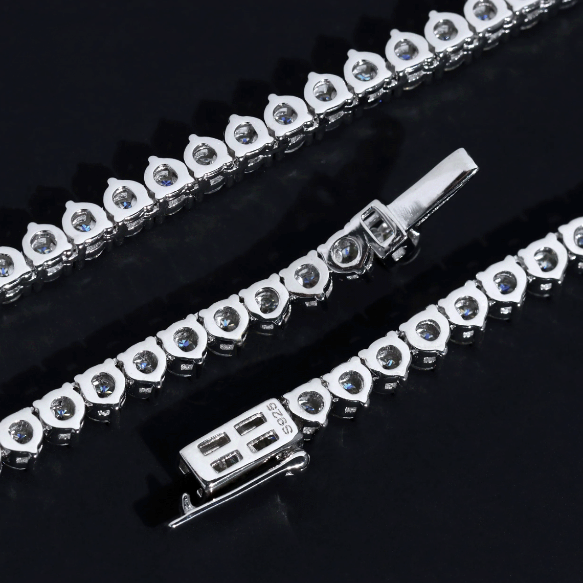 3MM-4MM Moissanite 3 Prong Tennis Necklace